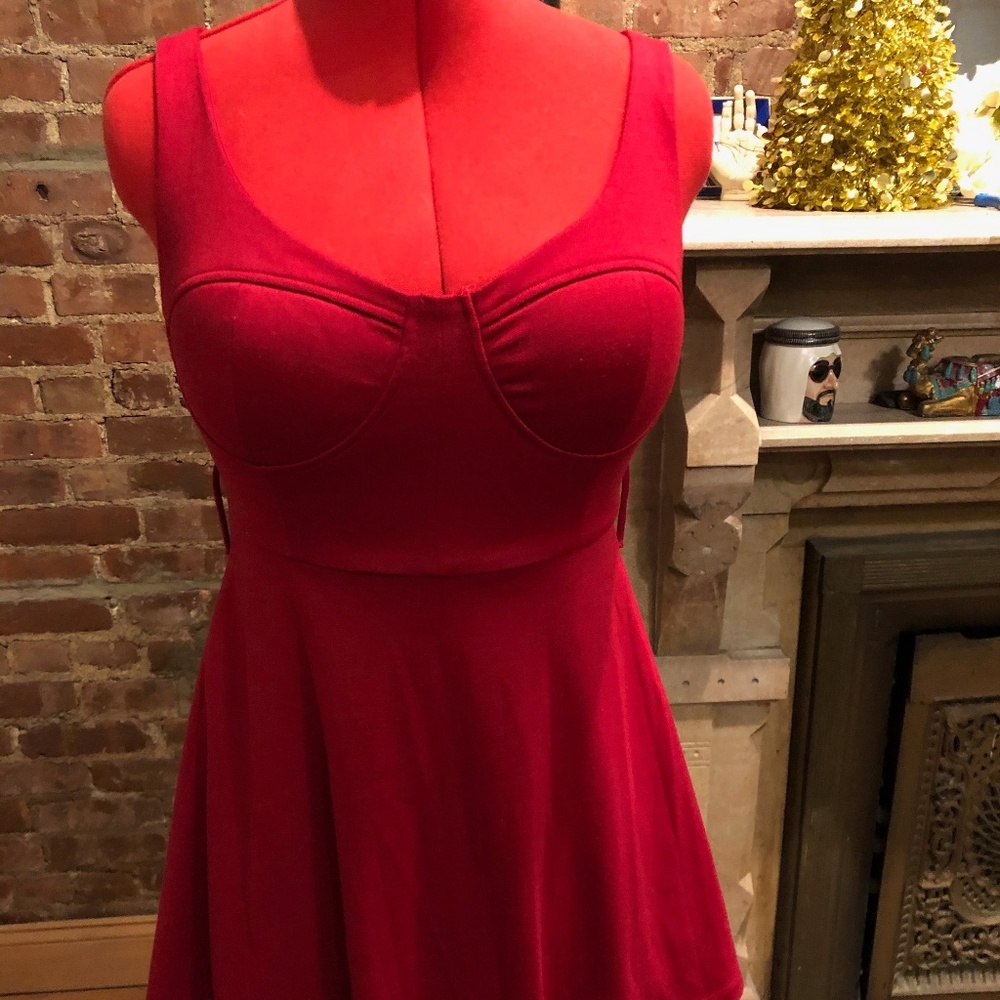 Sexy red skater dress with cups and belt loops!